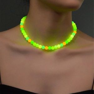 💫 Awesome Colorful Neon Luminous Beaded Glow In The Dark Necklace 💫